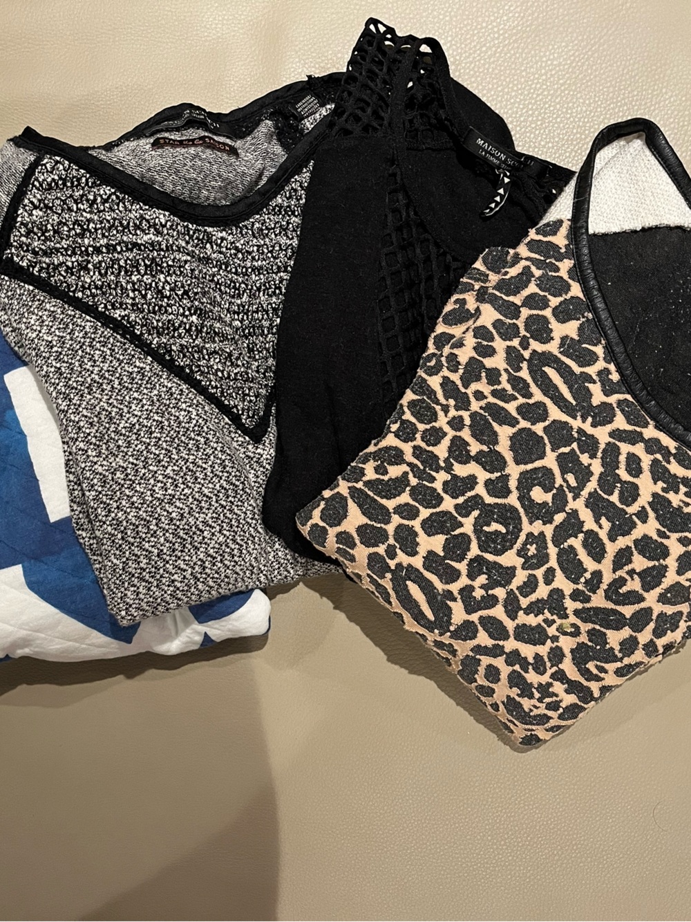Scotch & Soda Bundle 4pcs Leopard, Black, Gray & Blue Top